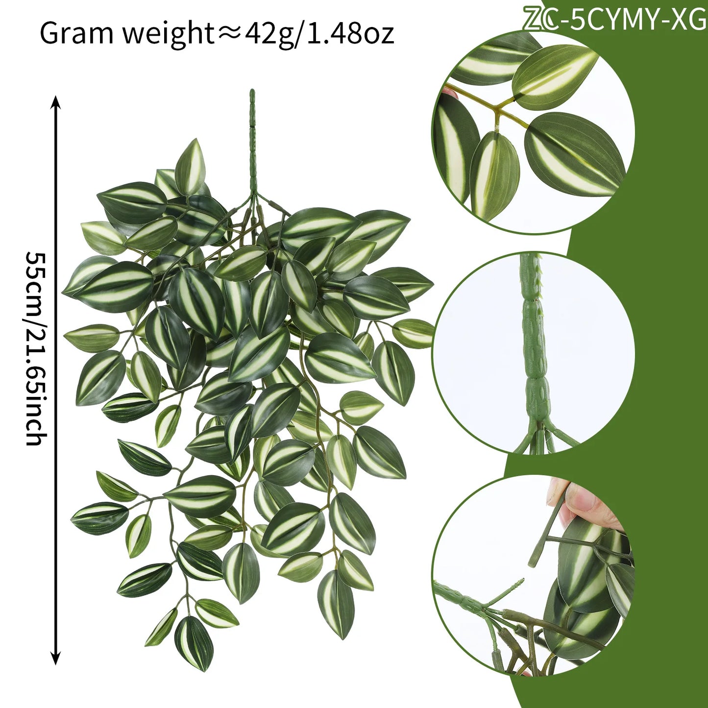 Faux Peperomia Hanging Plant Adjustable Leaves Silk Faux Peperomia Ivy Vine Artificial Plant For DIY Home Wedding Decoration