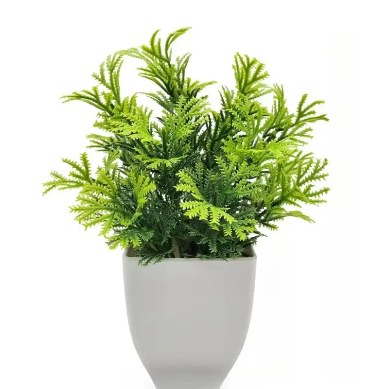 1PC Artificial Plant with Plastic Pot Fake Greenery for Home Office Desk Living Room Bedroom Decor No Maintenance Required
