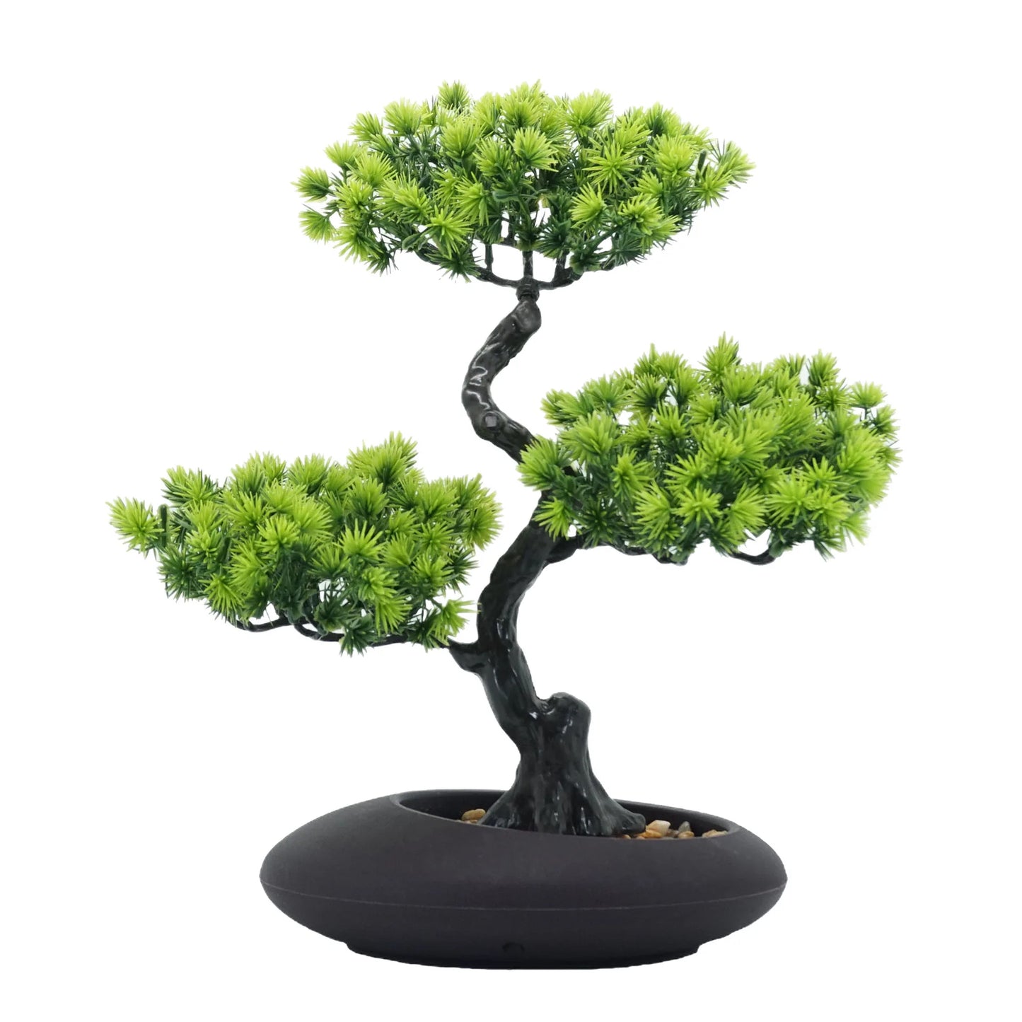 Simulation of Pine Trees, Chinese Zen Welcome Pine Potted Plants, Green Plants Bonsai on The Table Top, Living Room Decorations
