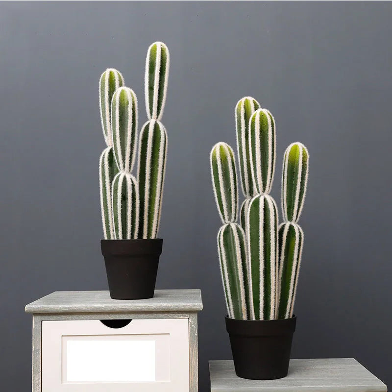 Tropical Cactus Potted Plant Column Artificial Fake Simulation Home Garden Living Room Decorative Faux Greenery