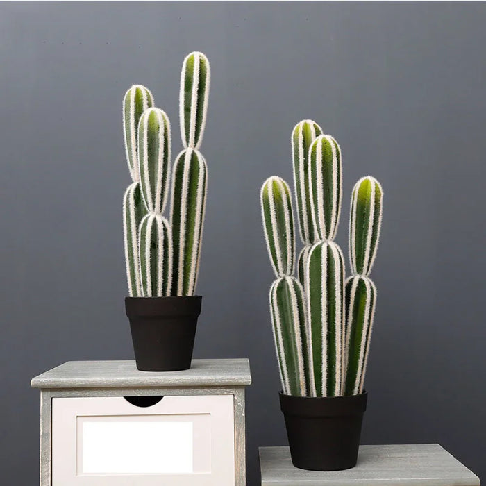 Tropical Cactus Potted Plant Column Artificial Fake Simulation Home Garden Living Room Decorative Faux Greenery