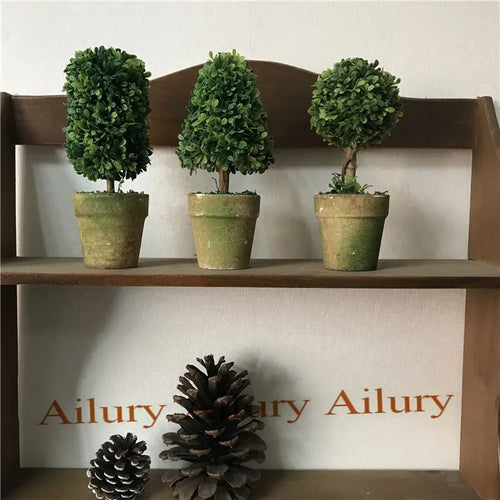 15cm High Artificial Bonsai Simulation Green Plant Potted Small Tree Desktop Decoration Window Partition Xmas Gift Idea