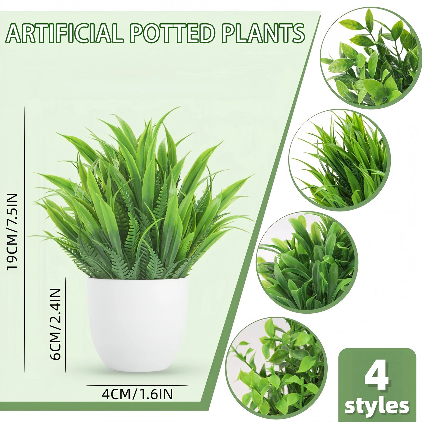 4 Styles Mini Fake Plants Artificial Eucalyptus Faux Plants for Home Office Farmhouse Bathroom Desk Shelf Decor Indoor