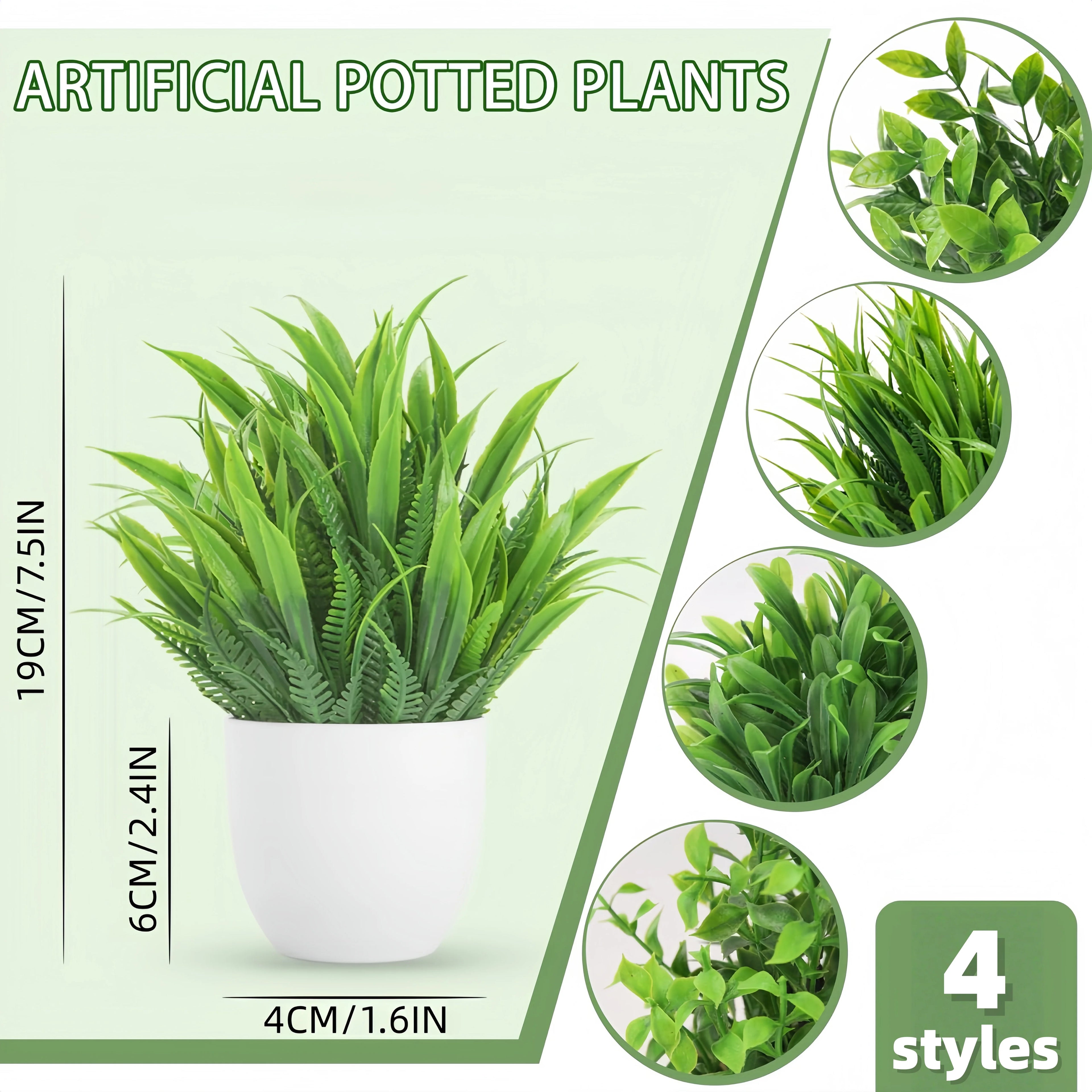 4 Styles Mini Fake Plants Artificial Eucalyptus Faux Plants for Home Office Farmhouse Bathroom Desk Shelf Decor Indoor
