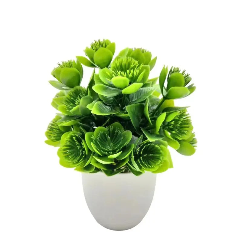 1PC Artificial Plant with Plastic Pot Fake Greenery for Home Office Desk Living Room Bedroom Decor No Maintenance Required