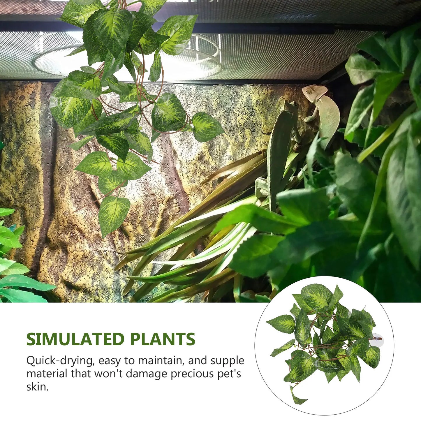 Lifelike Artificial Reptile Plants Durable Fake Plant Decor For Terrarium Turtle Fish Tank Aquarium Landscape Ornament Safe