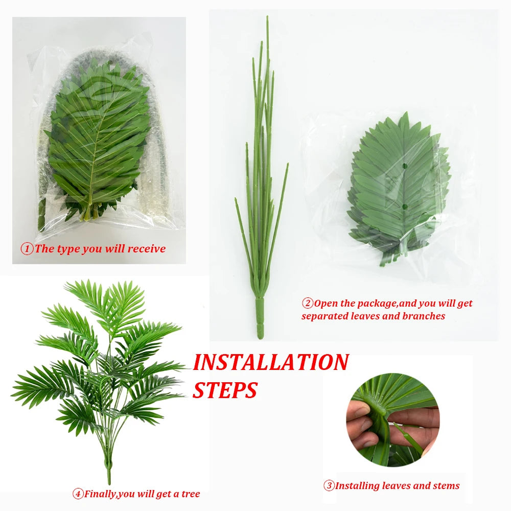 Artificial Bird of Paradise Plants 12/18/24 Leaves Faux Greenery Palm Fake Tree for Indoor Outdoor Home Living Room Garden Decor