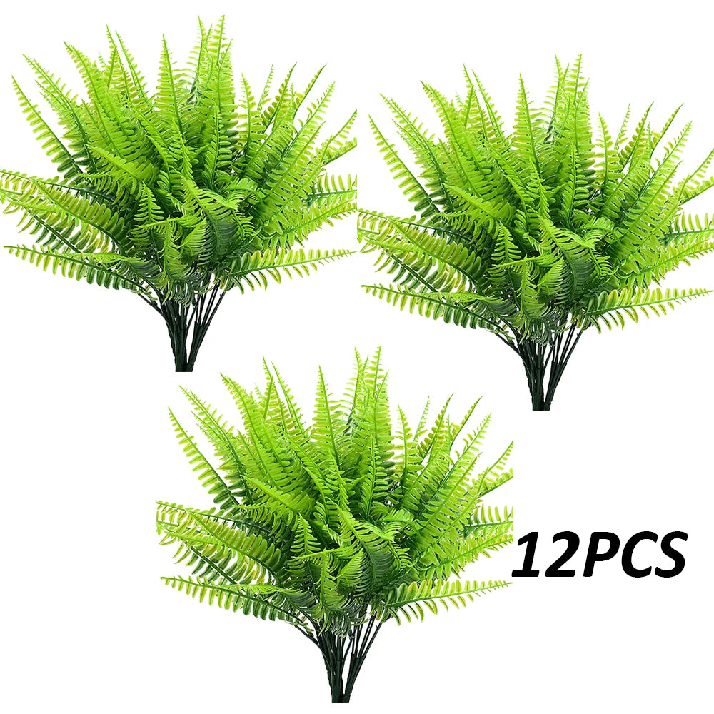 4-20Bundle Artificial Plants Fake Boston Ferns Bushes Faux Shrubs Greenery UV Resistant Plant for Home Garden Outdoor Yard Decor