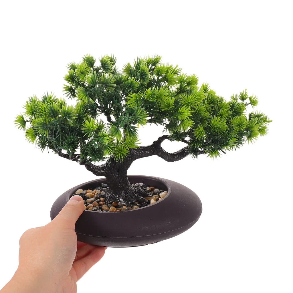 Artificial Bonsai Juniper Fake Bonsai Trees Realistic Faux Pine Trees in Pot for Plate Sashimi Dish Home Shelf Decor Display