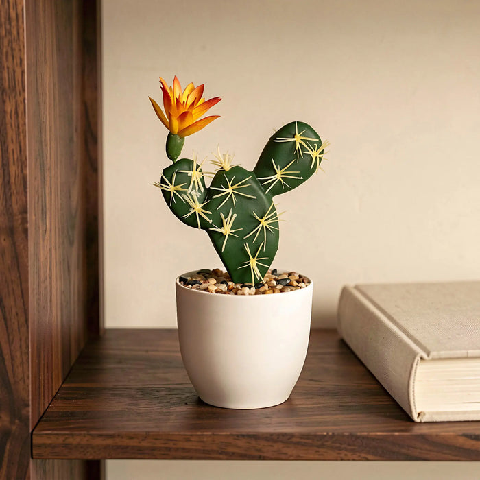Mini Artificial Cactus Plants in Pots 7 Inch Faux Succulents Decor for Home Office Desk Shelf Small Potted Fake Cacti Tabletop