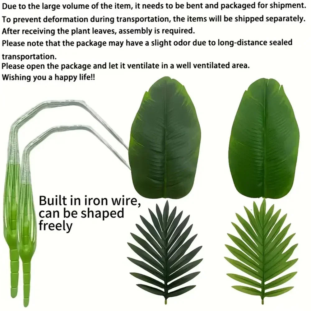 3pcs Artificial Faux Plant Set Lush Banana Tree Monstera Palm for Home Wedding Garden Balcony Office Decor Without Flowearpot