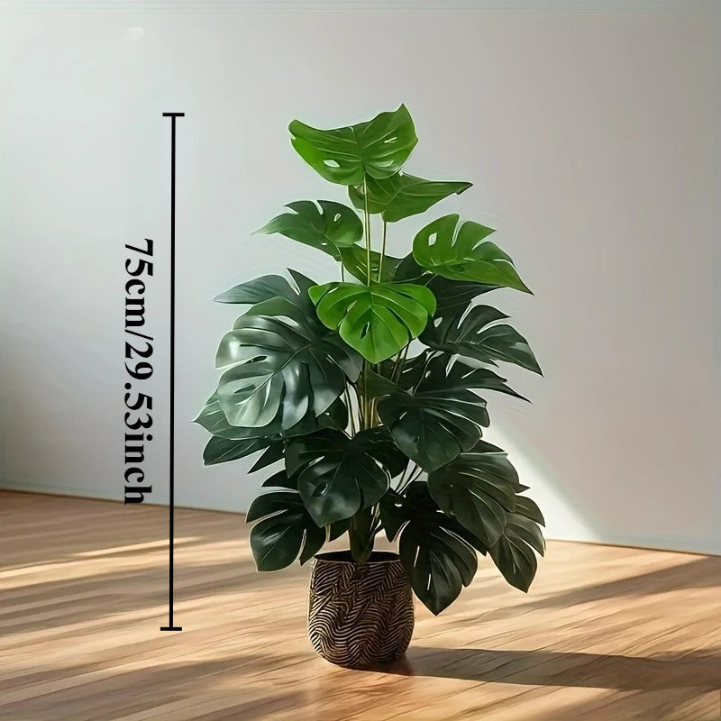 Artificial Monstera Palm Tree Realistic Plastic Green Plant for Home Office Wedding Christmas Without Flower pots