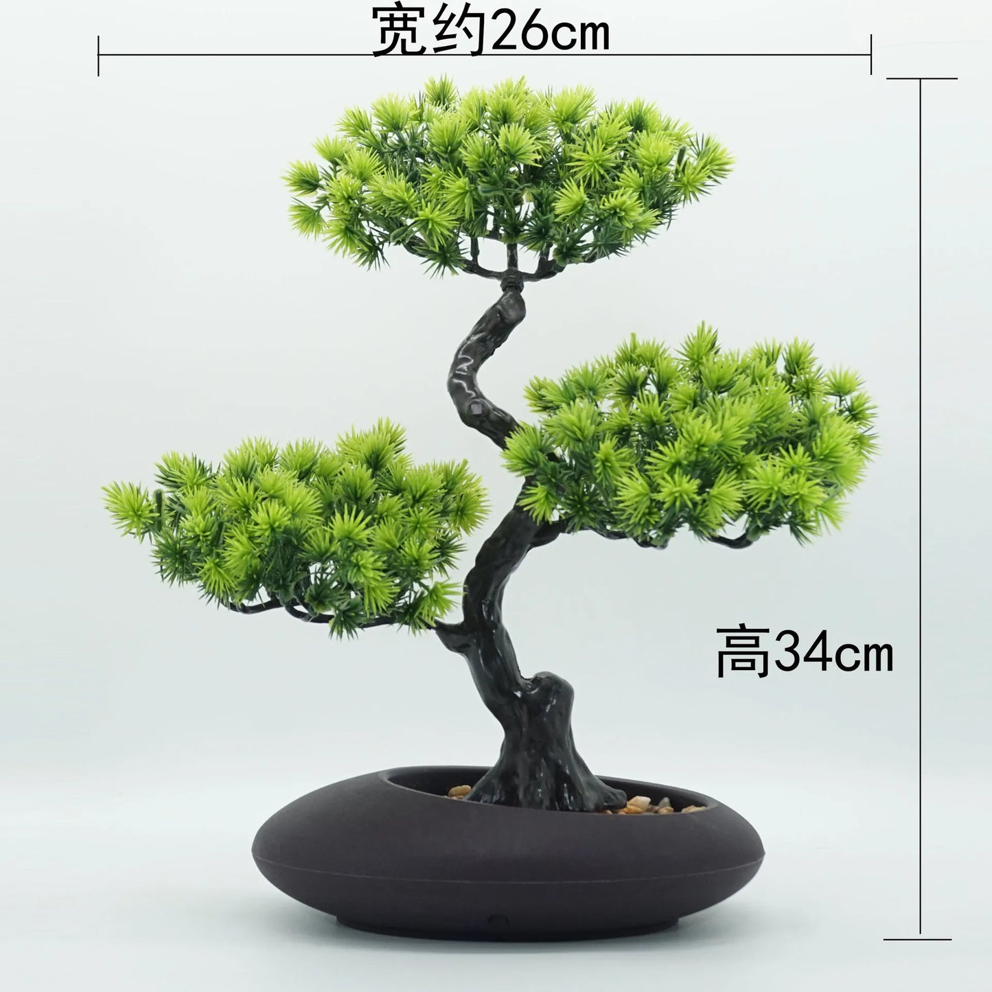 Simulation of Pine Trees, Chinese Zen Welcome Pine Potted Plants, Green Plants Bonsai on The Table Top, Living Room Decorations