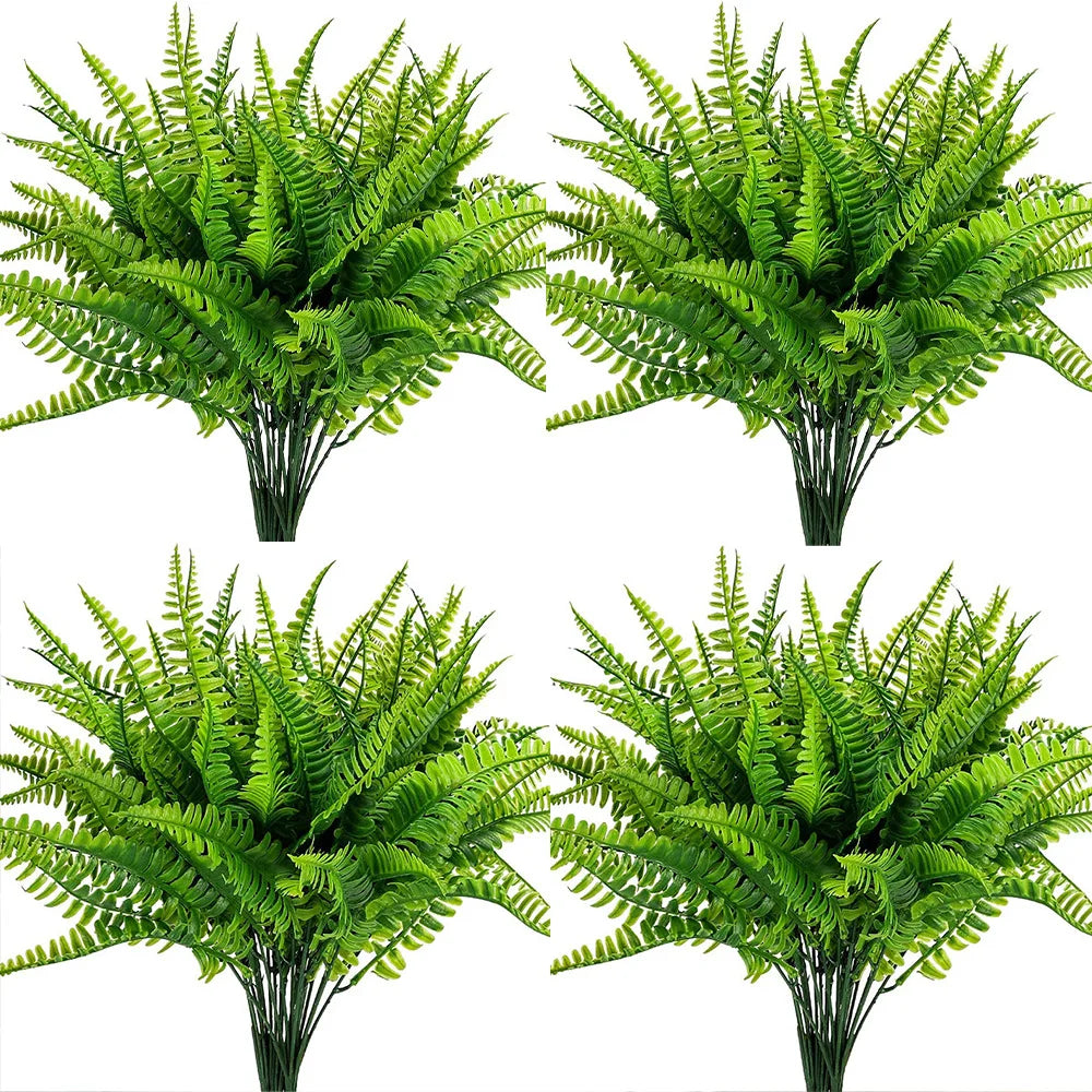 4-20Bundle Artificial Plants Fake Boston Ferns Bushes Faux Shrubs Greenery UV Resistant Plant for Home Garden Outdoor Yard Decor