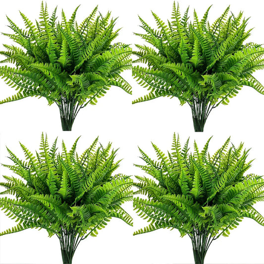 4-20Bundle Artificial Plants Fake Boston Ferns Bushes Faux Shrubs Greenery UV Resistant Plant for Home Garden Outdoor Yard Decor