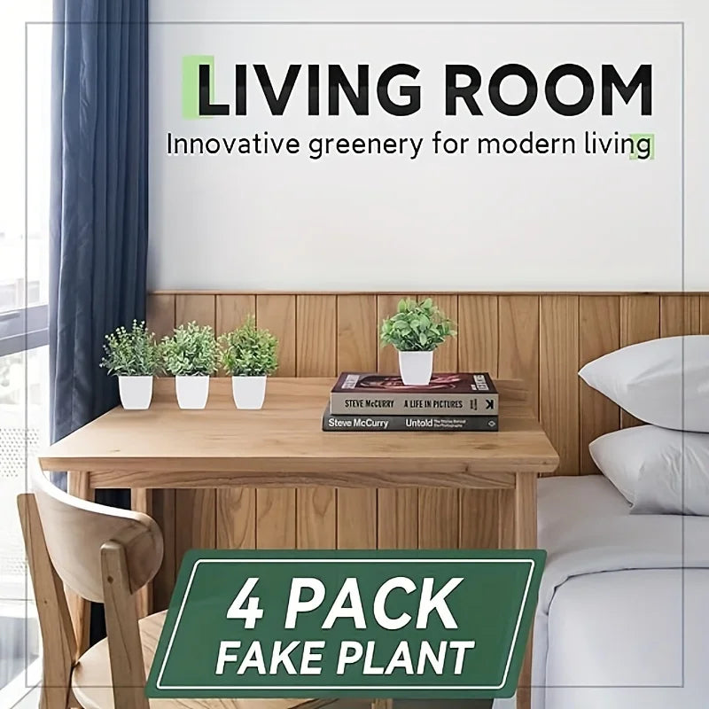 1/4pcs Artificial Green Potted Plants Fake Artificial Plants With Pot Living Room Home Decor Desk Bedroom Party Plastic Bonsai