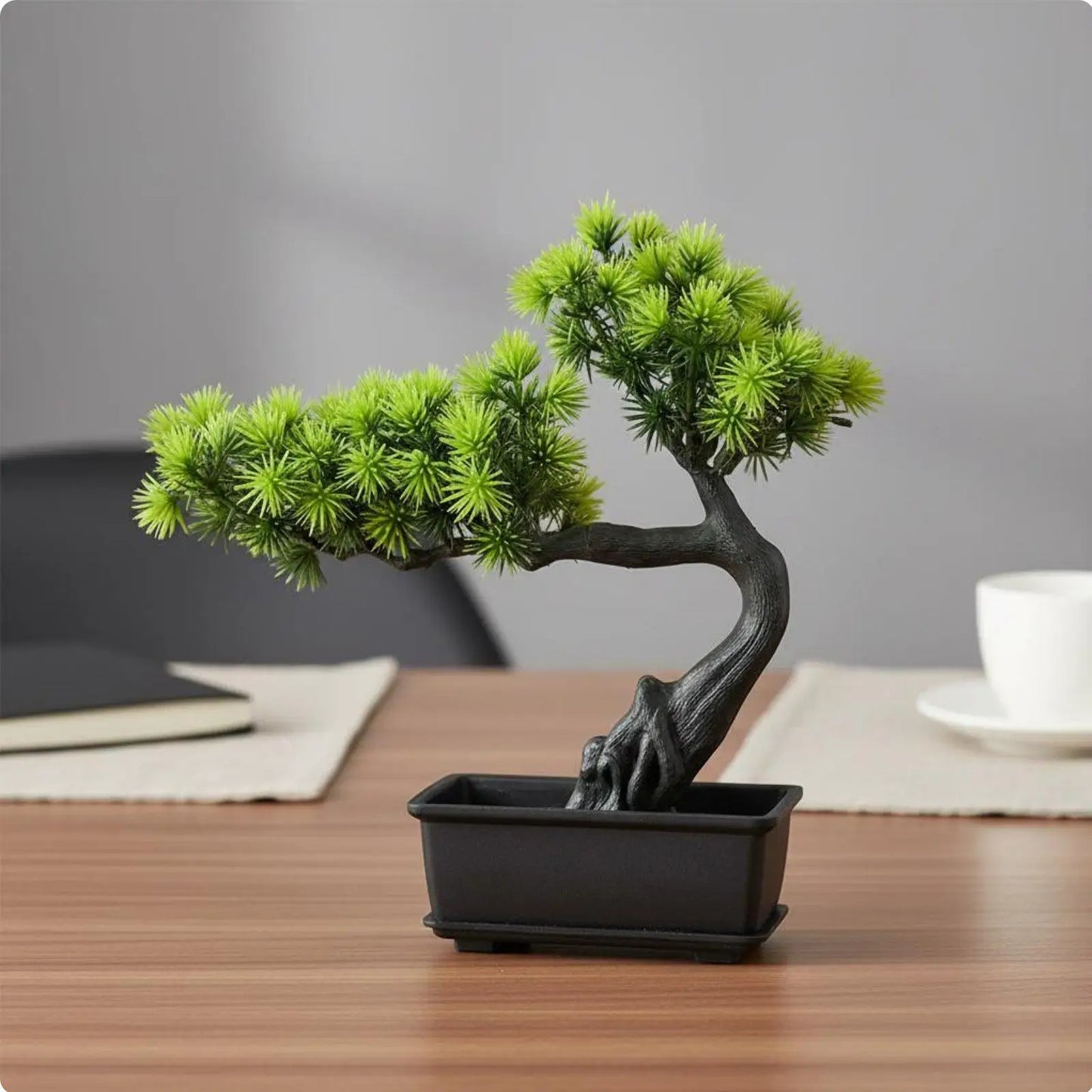 Fake Conifer Bonsai Low Maintenance Fake Conifer Tree Plant No Watering Needed Artificial Bonsai Tree for Office, Shelf,