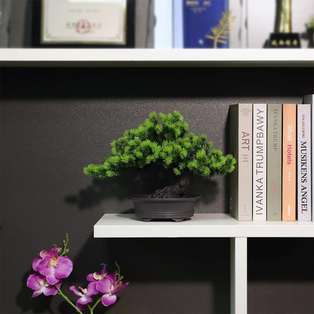 Artificial Plant Greenery Fake Bonsai Tree Indoor Bookshelf Desk Bathroom Farmhouse Decor Home Room Office Decoration Fake Plant