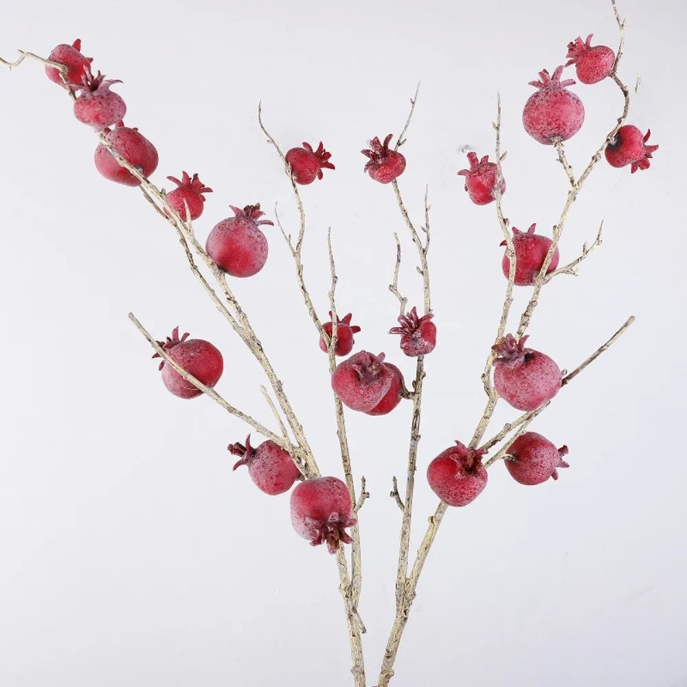 Faux Artificial Pomegranate Branches Plastic Bonsai Fake Flowers Simulation Pomegranate Fruit Elegant Realistic