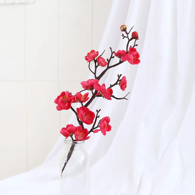 Bonsai Silk Flowers Plum Blossoms Artificial Plant Fake Flowers Pot Flores Sakura Tree Branches Home Room Decoration