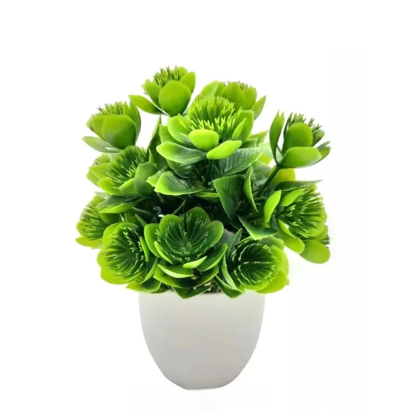 1PC Artificial Plant with Plastic Pot Fake Greenery for Home Office Desk Living Room Bedroom Decor No Maintenance Required