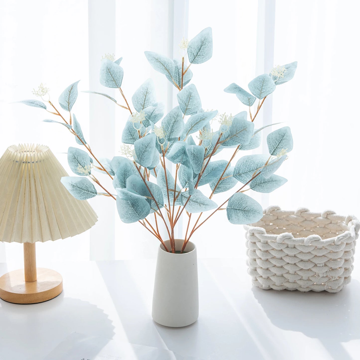 Artificial Plants Fake Leaves Three Pronged Eucalyptus Bonsai Home Decoration Indoor Dining Table Office Decoration Garden Cheap