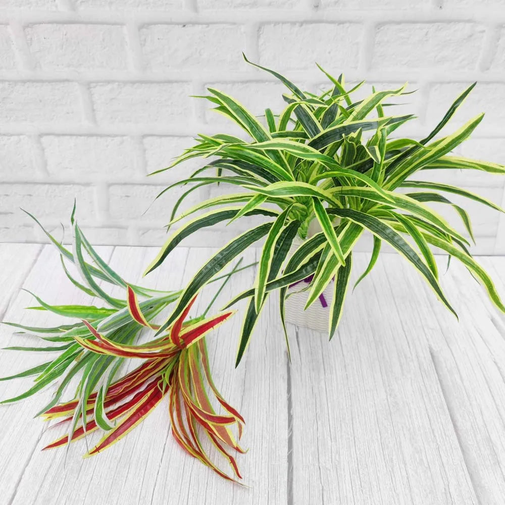 1Pc Artificial Plastic Plants Chlorophytum Grass Living Room Decoration Fake Plants Indoor Potted Table Green Plant Without Pot