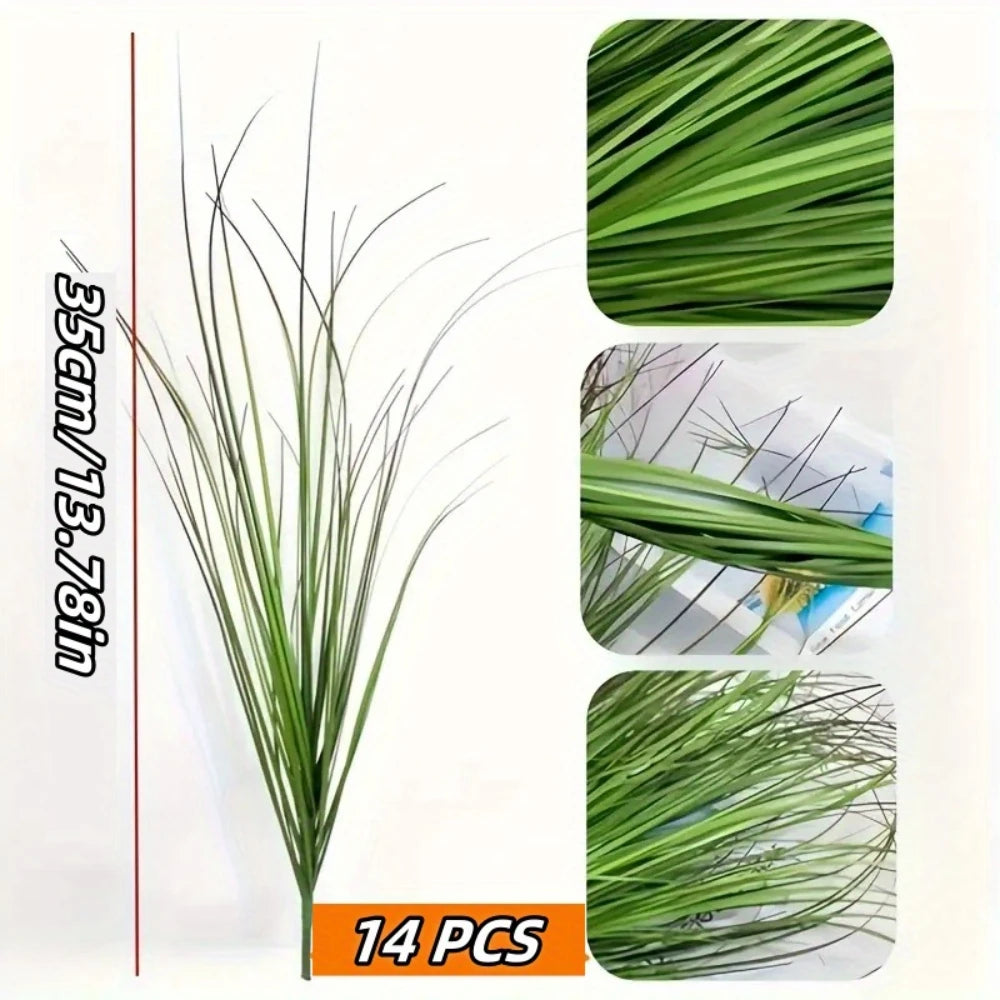 14pcs Artificial Grass Plants, Faux Shrubs Wheat Grass, Artificial Tall Grass Fake Plants for Outdoor Decor, Artificial Greenery
