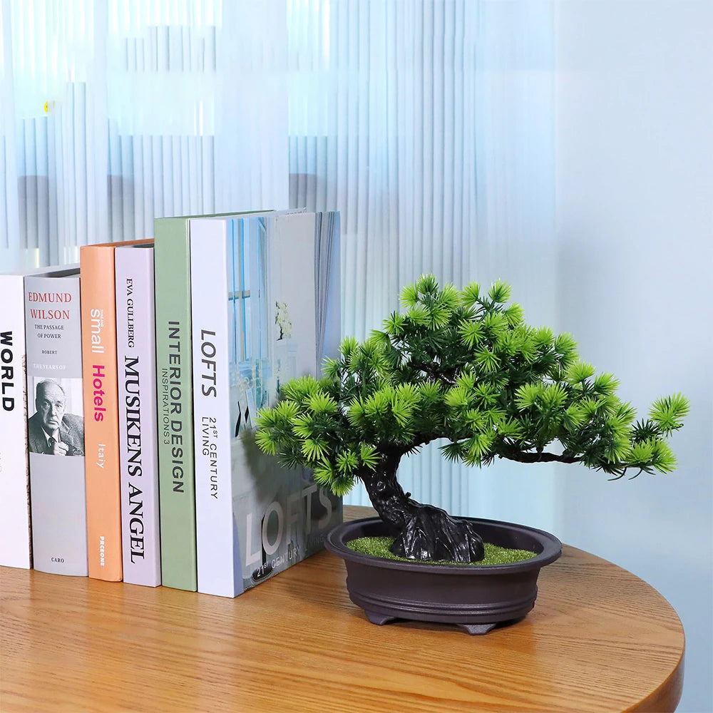 Artificial Plant Greenery Fake Bonsai Tree Indoor Bookshelf Desk Bathroom Farmhouse Decor Home Room Office Decoration Fake Plant