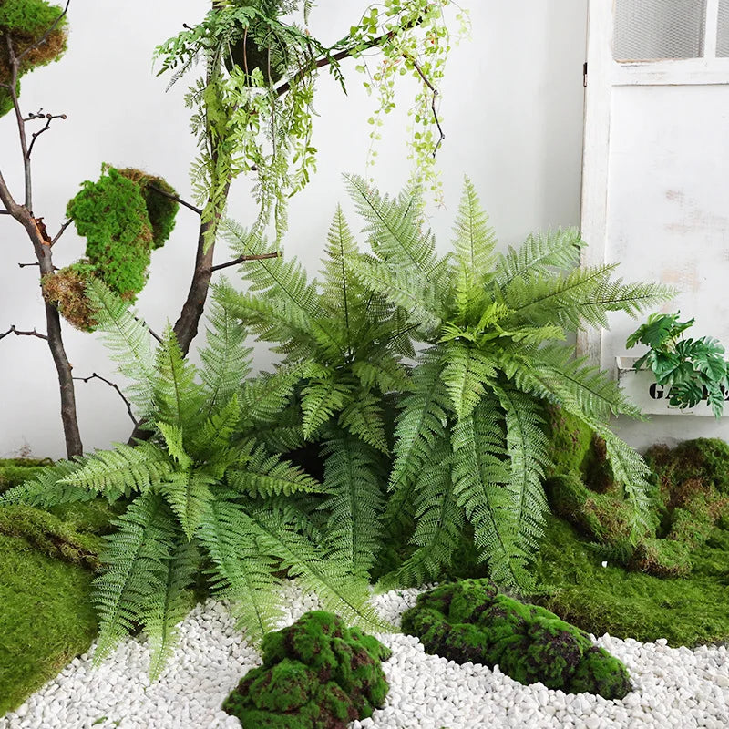 Large Artificial Plants Boston Fern Bunch Persian Leaves Bunch Fake Green Plants Fake Leaves Craft Fake Foliage Home Decor
