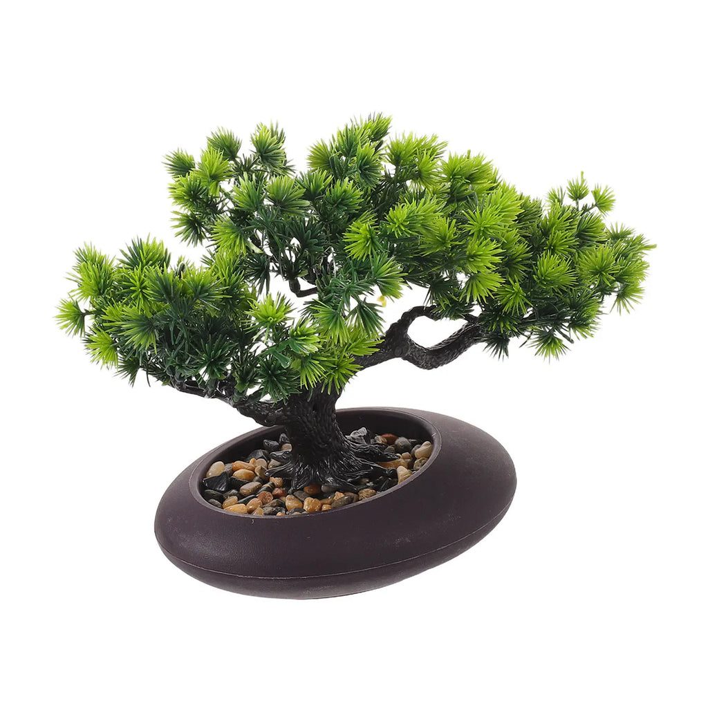 Artificial Bonsai Juniper Fake Bonsai Trees Realistic Faux Pine Trees in Pot for Plate Sashimi Dish Home Shelf Decor Display
