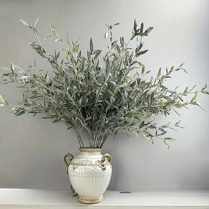 Artificial Olive Branch With Realistic Faux Leaves Fake Plants For Room Wedding Decor Arched Flower Wreath Christmas Outdoor