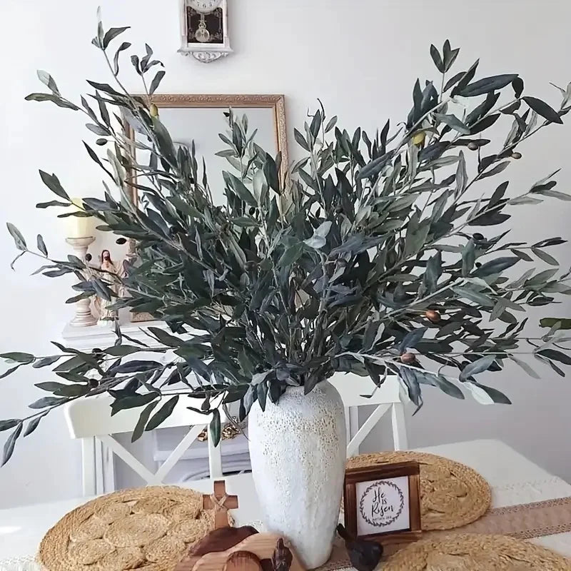 Artificial Olive Branch With Realistic Faux Leaves Fake Plants For Room Wedding Decor Arched Flower Wreath Christmas Outdoor