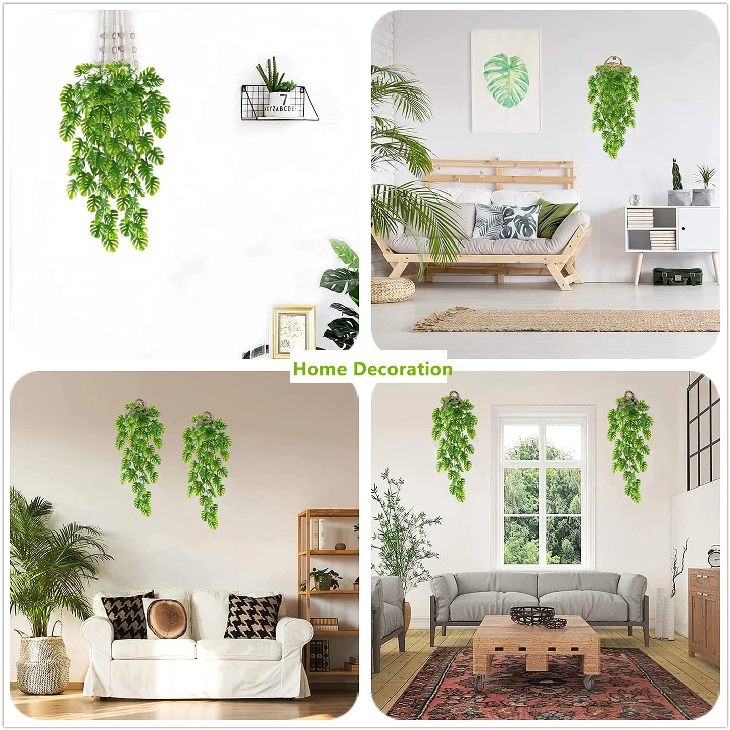 Artificial Vine Plant Faux Hanging Monstera Plant Fake Palm Leaves Vine Ivy Grass