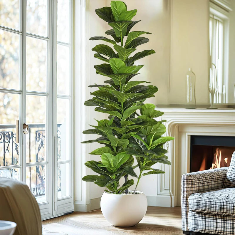 150cm Tropical Tree Large Artificial Fiddle Leaf Fig Tree Fake Ficus Lyrata Plant Faux Plants for Home Office Garden Decoration