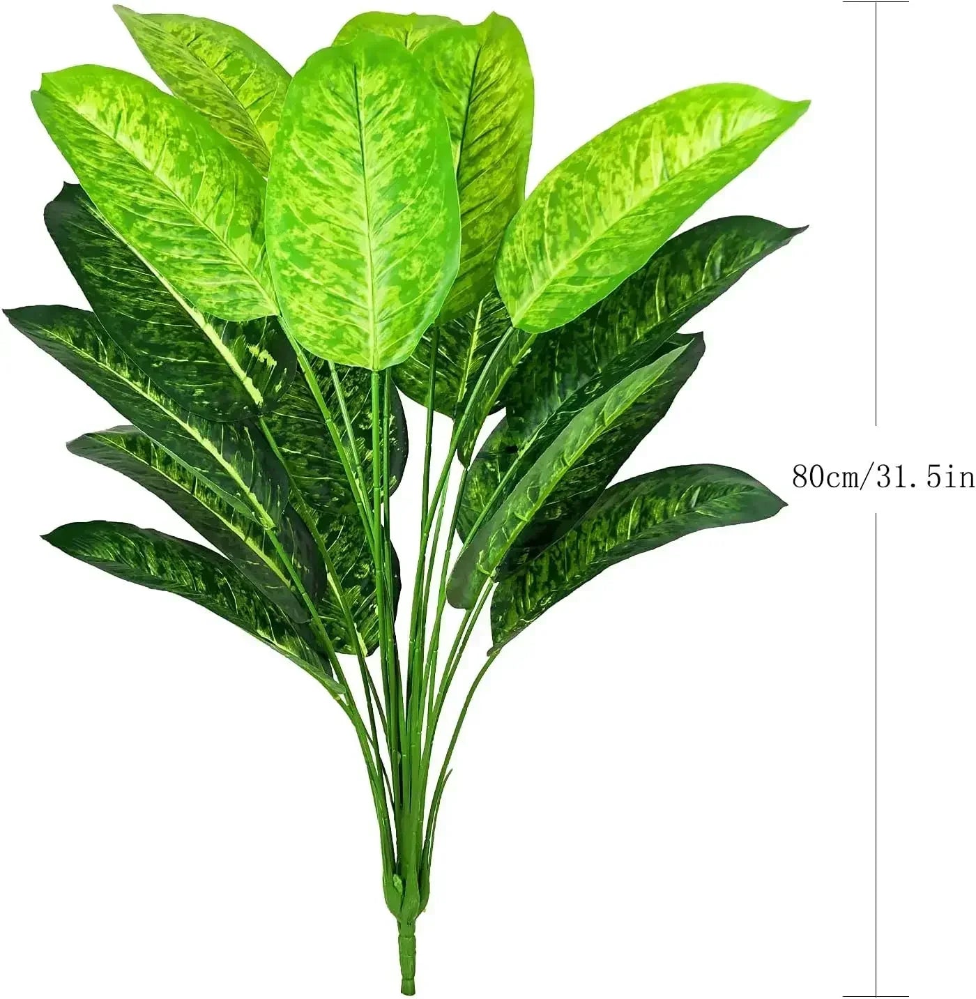 Artificial Plants Ficus Tree Leaves with Stems, 29 "Tall, Faux Bird of Paradise, Palm Tree Imitation, Green Leaf, Tropical Plant
