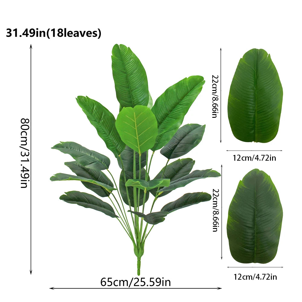 Artificial Bird of Paradise Plants 12/18/24 Leaves Faux Greenery Palm Fake Tree for Indoor Outdoor Home Living Room Garden Decor