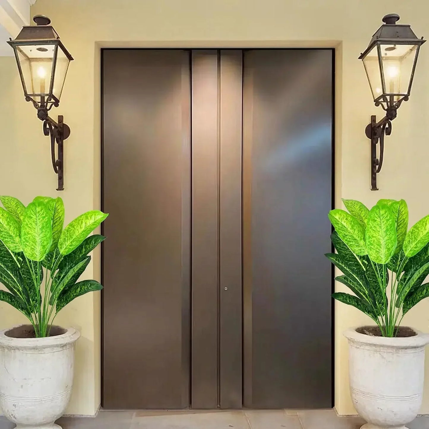 Artificial Plants Ficus Tree Leaves with Stems, 29 "Tall, Faux Bird of Paradise, Palm Tree Imitation, Green Leaf, Tropical Plant