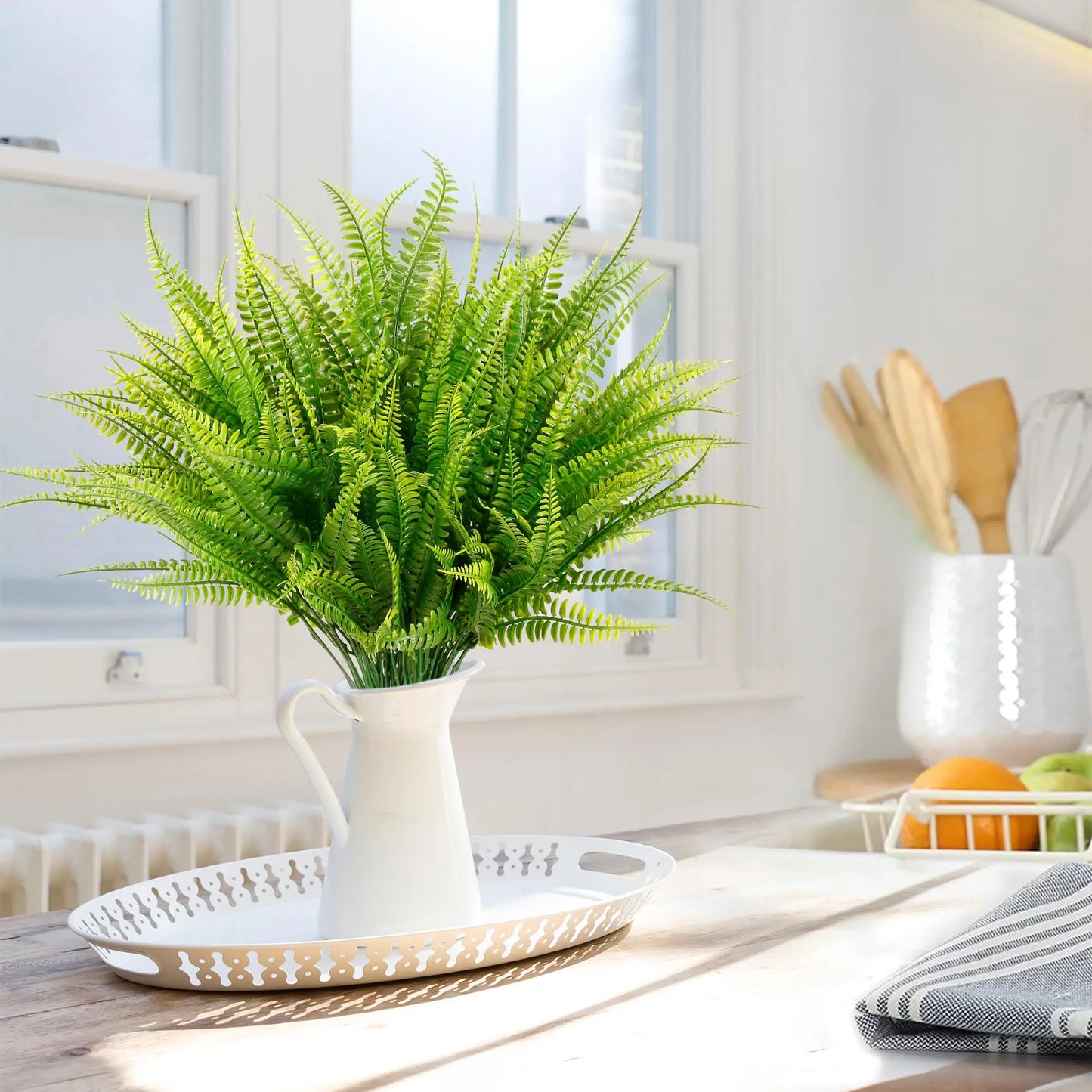 4-20Bundle Artificial Plants Fake Boston Ferns Bushes Faux Shrubs Greenery UV Resistant Plant for Home Garden Outdoor Yard Decor