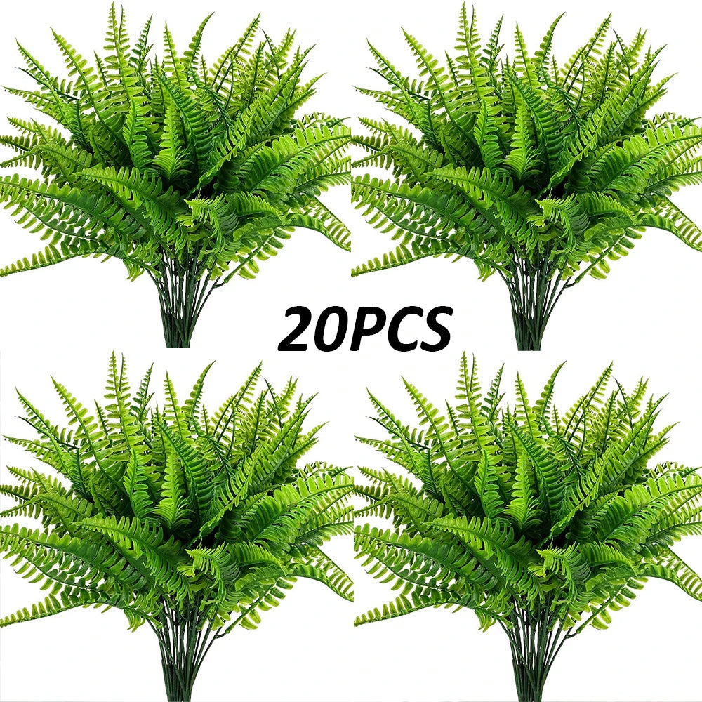 4-20Bundle Artificial Plants Fake Boston Ferns Bushes Faux Shrubs Greenery UV Resistant Plant for Home Garden Outdoor Yard Decor