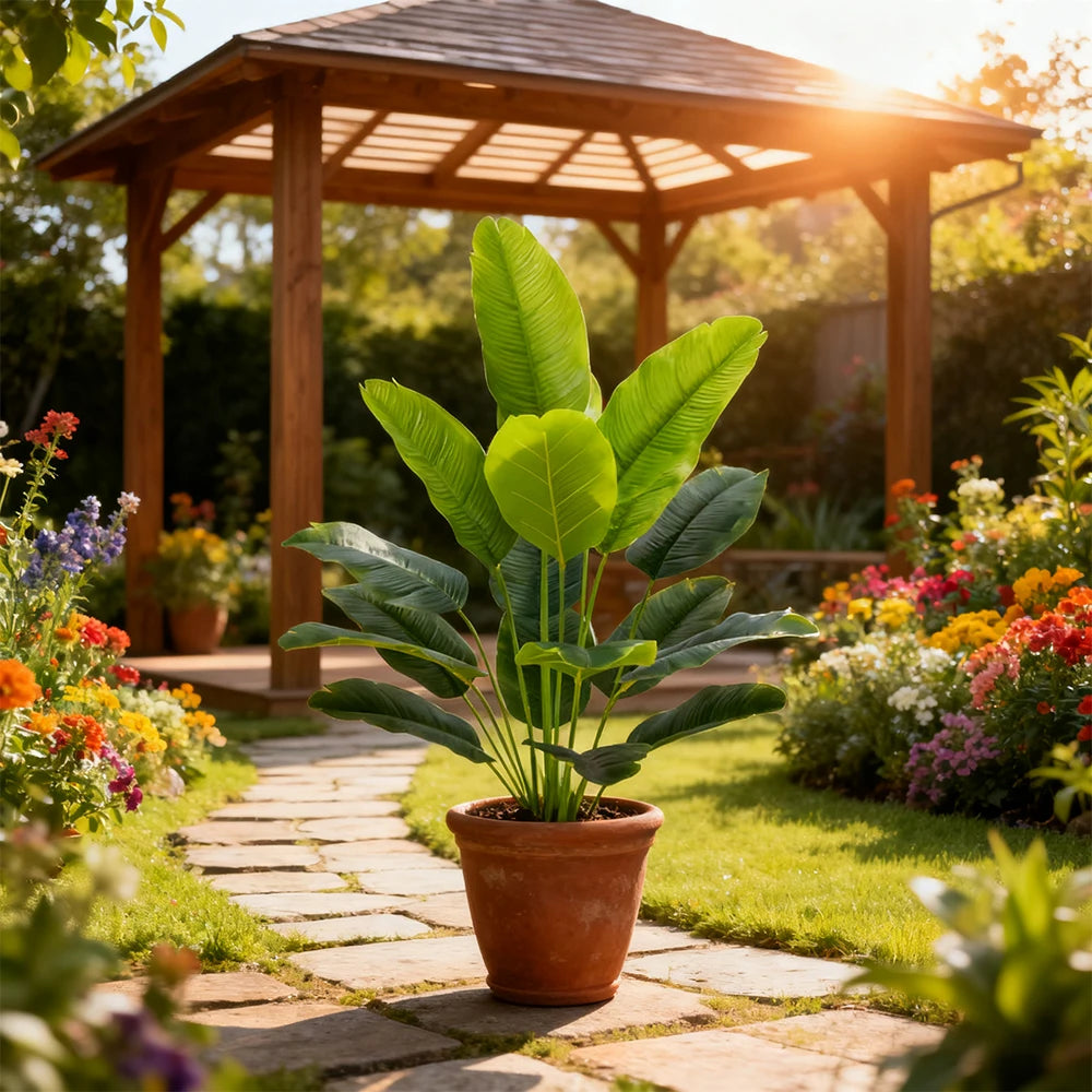 Artificial Bird of Paradise Plants 12/18/24 Leaves Faux Greenery Palm Fake Tree for Indoor Outdoor Home Living Room Garden Decor