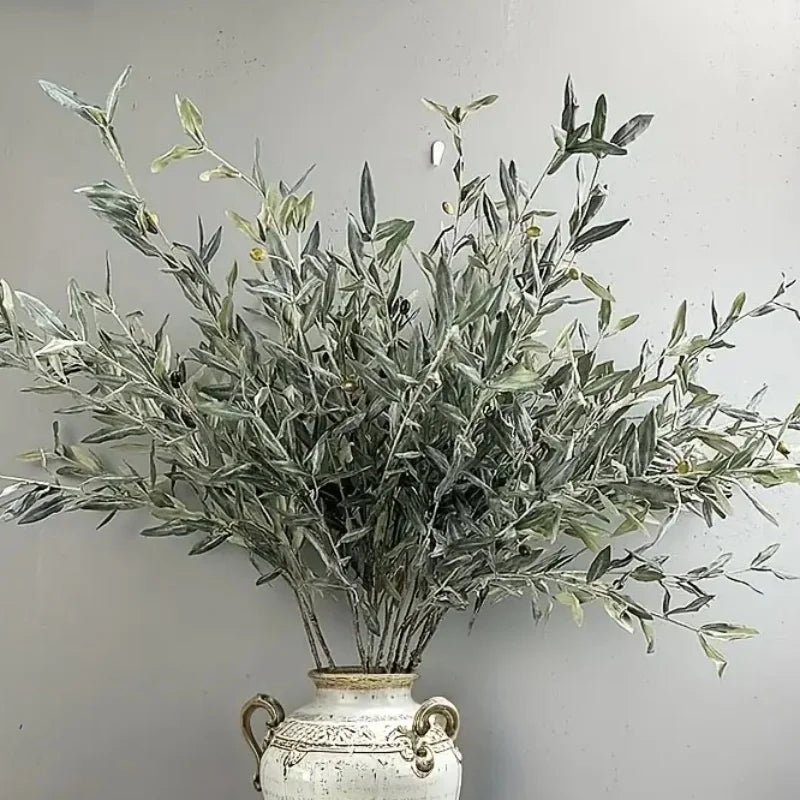 Artificial Olive Branch With Realistic Faux Leaves Fake Plants For Room Wedding Decor Arched Flower Wreath Christmas Outdoor