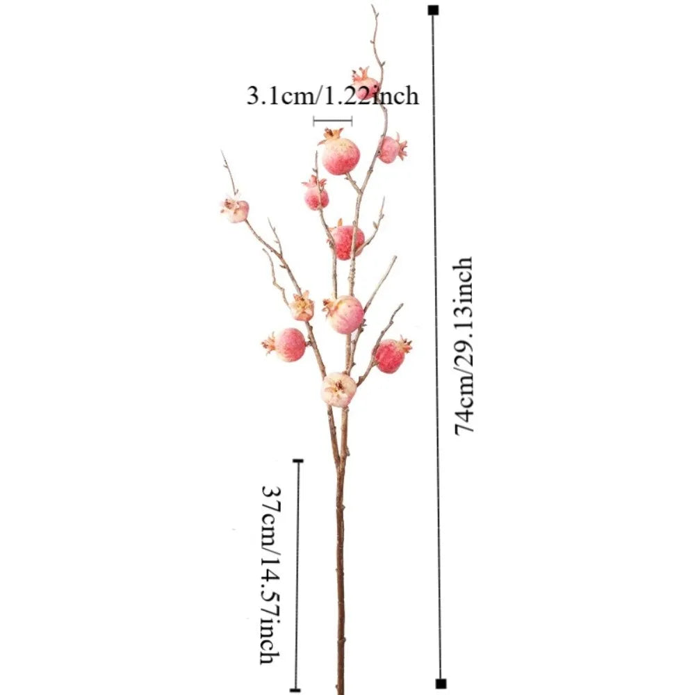 Faux Artificial Pomegranate Branches Plastic Bonsai Fake Flowers Simulation Pomegranate Fruit Elegant Realistic