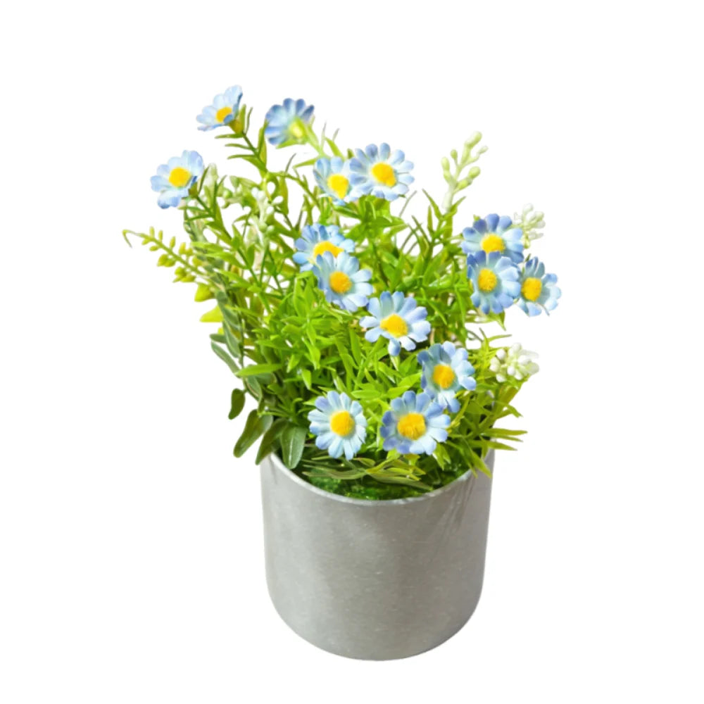 Realistic Artificial Daisy Potted Real Touch Lifelike Simulation Green Plant Bonsai No Watering Non-fading Fake Chrysanthemum