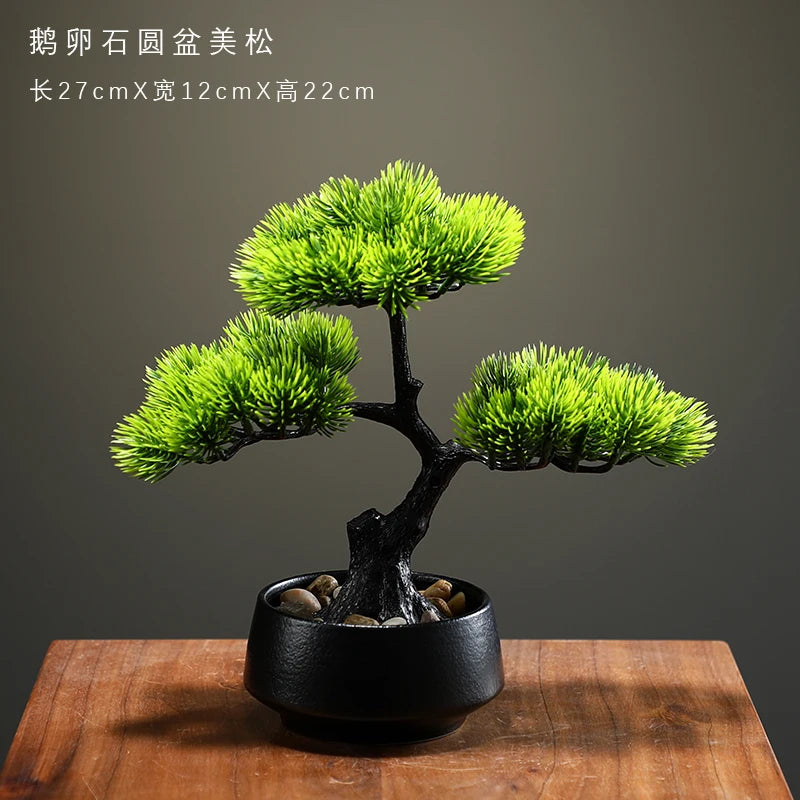 Artificial Flower Bonsai Fake Tree Red Maple Pot Office Vase Decoration Desk Decoration Home Decor