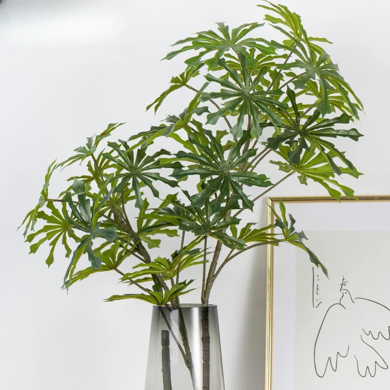Artificial Plants Plastic Cassava Leaves Branch Living Room Decoration Simulation Green Plant Japanese Andromeda Leaf Floral