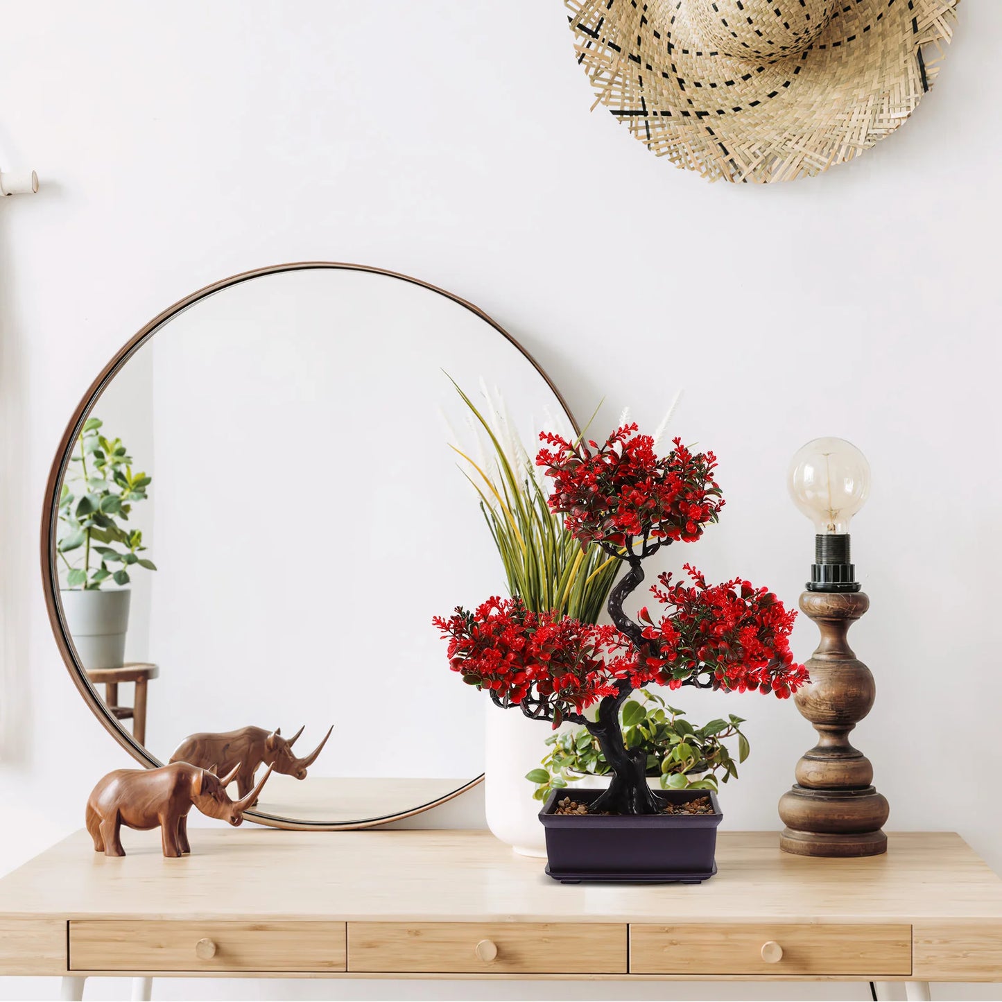 Realistic Artificial Bonsai Tree Plastic Potted Plants Desk Office Artificial Plants Bonsai Tree Indoor Decor Fake