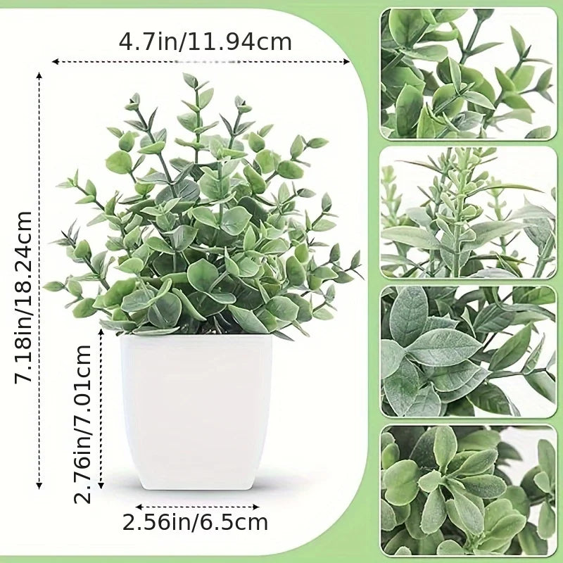 1/4pcs Artificial Green Potted Plants Fake Artificial Plants With Pot Living Room Home Decor Desk Bedroom Party Plastic Bonsai