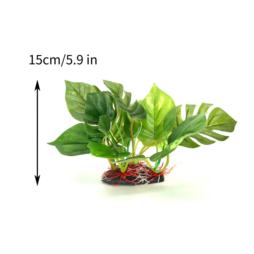 Artificial Aquarium Decor Plants Plastic Aquatic Plant with Large Green Leaves Underwater Plants Fish Tank Aquatic Plant Adorn
