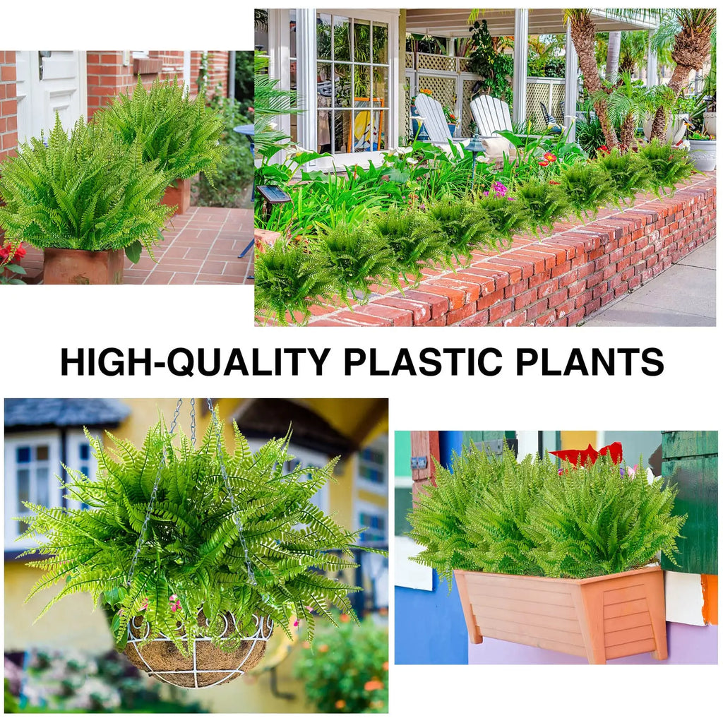 4-20Bundle Artificial Plants Fake Boston Ferns Bushes Faux Shrubs Greenery UV Resistant Plant for Home Garden Outdoor Yard Decor
